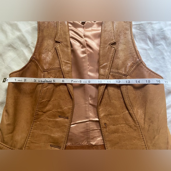 Vintage Western Soft Tan Genuine Leather Vest - Picture 3 of 7